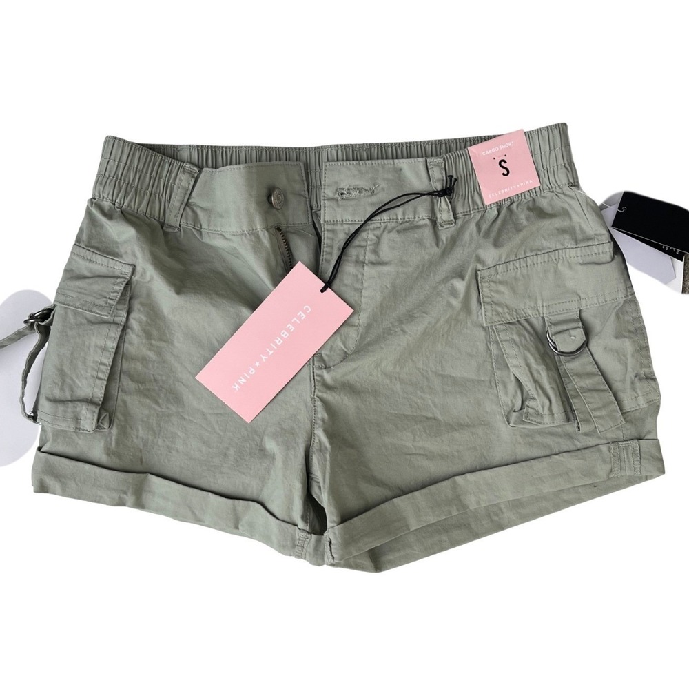 NWT Celebrity Green Cargo Shorts Womens Small Utility Y2K Streetwear